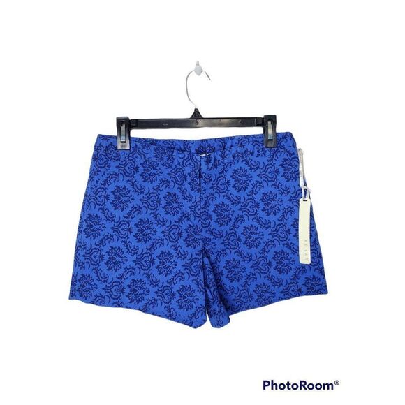 Kenar Damask Print Royal Blue Stretch Shorts Sz 8 NWT - Picture 1 of 8